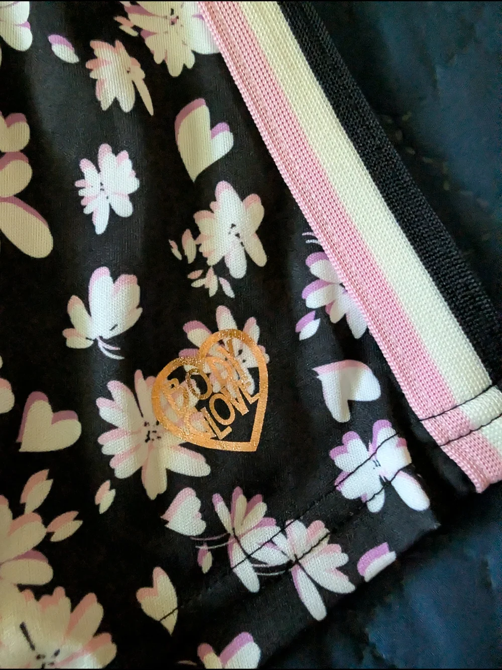 Body Glove Black Floral Skort & Leggings Set with Pink Accents